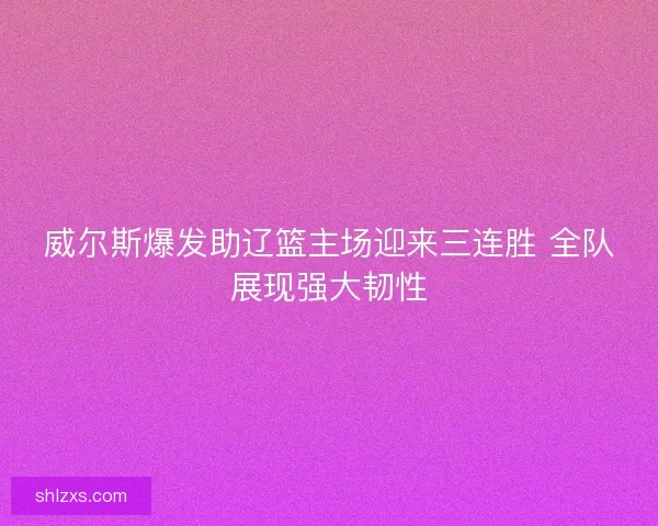 威尔斯爆发助辽篮主场迎来三连胜 全队展现强大韧性