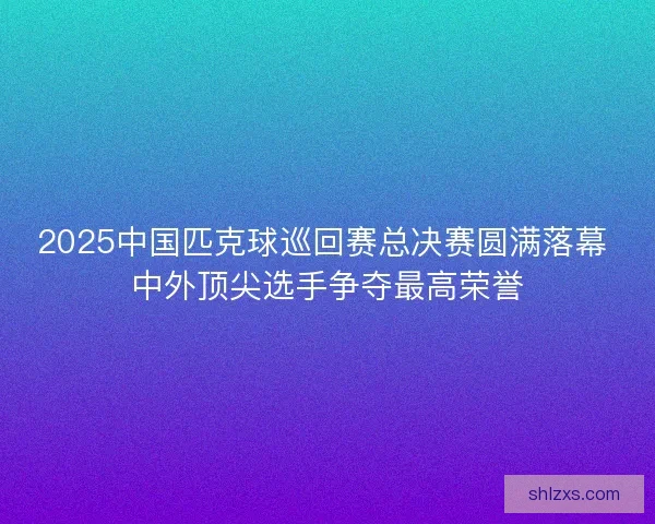 2025中国匹克球巡回赛总决赛圆满落幕 中外顶尖选手争夺最高荣誉
